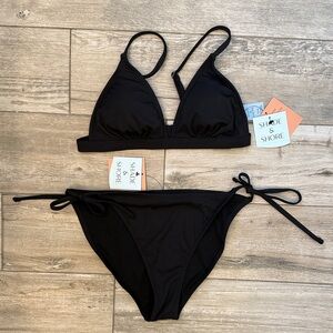 NWT Shade & Shore Black Tie-Side Triangle Bikini